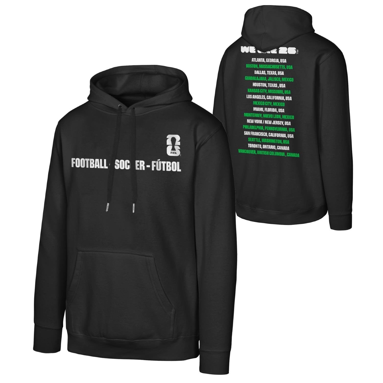 FIFA World Cup 2026? Host Cities Futbol Black Hoodie - Unisex - Image 3